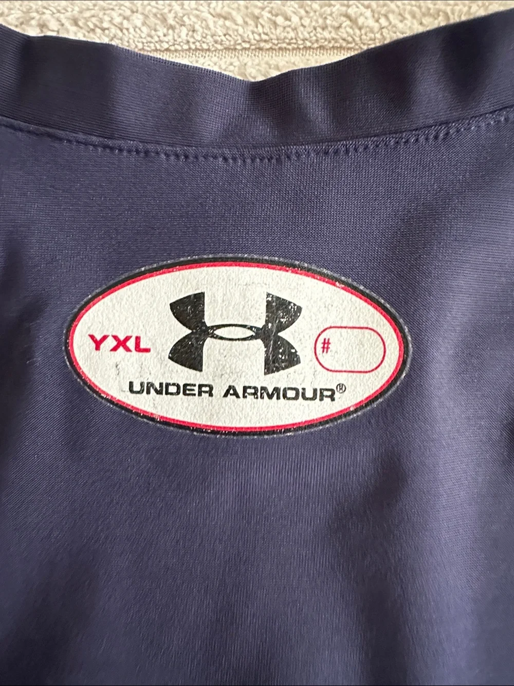 Under Armour Navy Long-Sleeve Performance Tee with White & Light Blue Print YXL